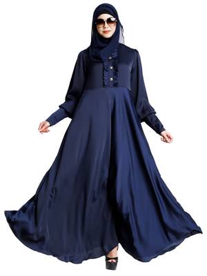 Blue Crepe Plain Abaya for Women  6