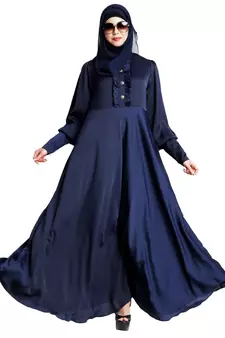 Blue Crepe Plain Abaya for Women 