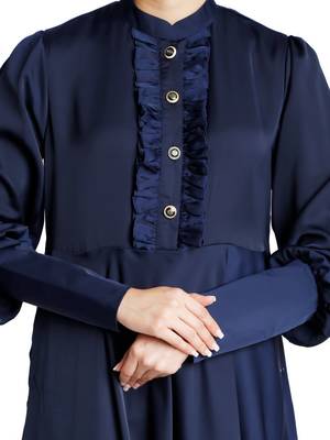 Blue Crepe Plain Abaya for Women  8
