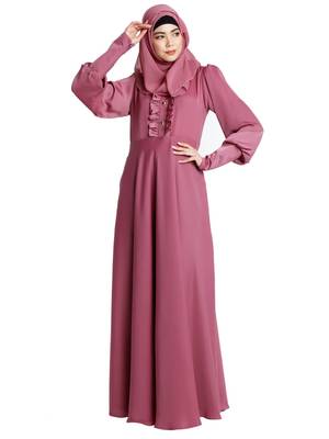Umbrella abaya in shiny nida fabric- Pink 1