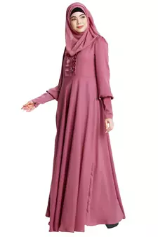 Umbrella abaya in shiny nida fabric- Pink