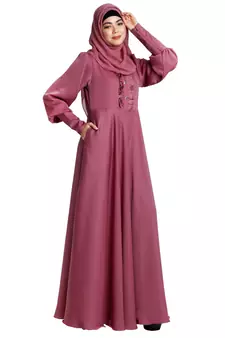 Umbrella abaya in shiny nida fabric- Pink