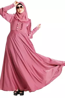 Umbrella abaya in shiny nida fabric- Pink
