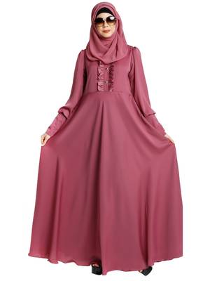 Umbrella abaya in shiny nida fabric- Pink 6