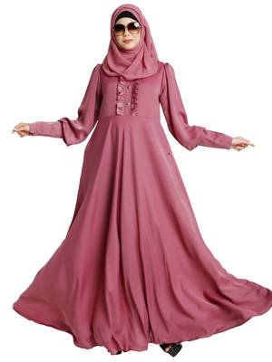 Umbrella abaya in shiny nida fabric- Pink 7