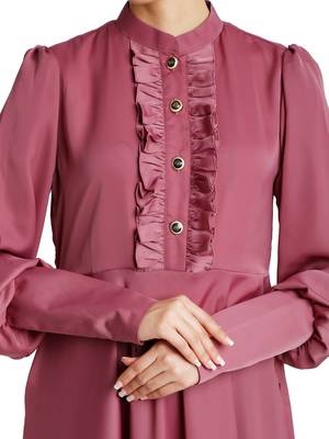 Umbrella abaya in shiny nida fabric- Pink 8