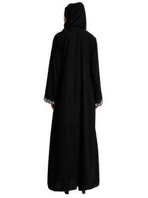 Layered abaya with embroidery work-Black 6