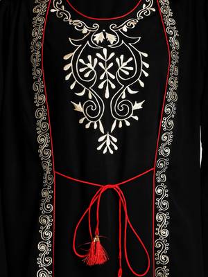 Layered abaya with embroidery work-Black 8