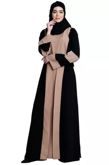 Dual colored Dubai style abaya- Black-Khaki
