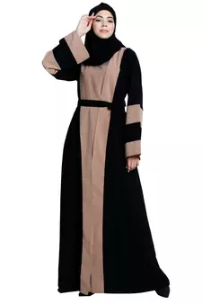 Dual colored Dubai style abaya- Black-Khaki