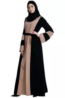 Dual colored Dubai style abaya- Black-Khaki