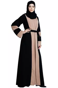 Dual colored Dubai style abaya- Black-Khaki