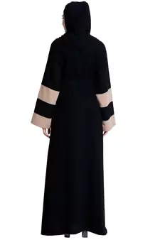 Dual colored Dubai style abaya- Black-Khaki