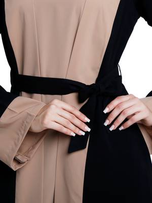 Dual colored Dubai style abaya- Black-Khaki 8