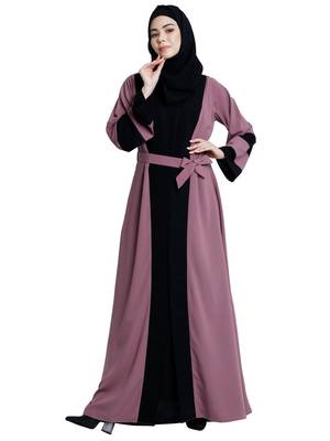 Dual colored Dubai style abaya- Pink-Black 1