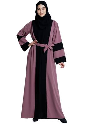 Dual colored Dubai style abaya- Pink-Black 2