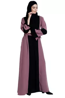 Dual colored Dubai style abaya- Pink-Black