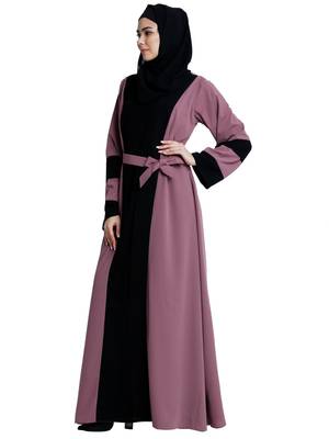 Dual colored Dubai style abaya- Pink-Black 4