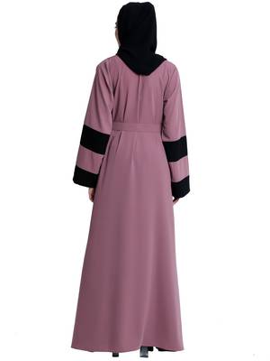 Dual colored Dubai style abaya- Pink-Black 5