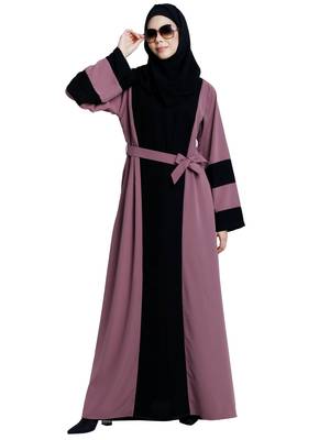 Dual colored Dubai style abaya- Pink-Black 6