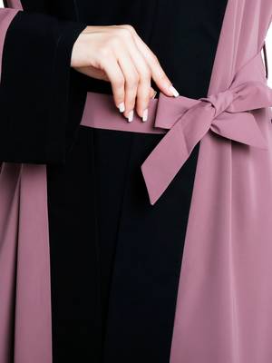 Dual colored Dubai style abaya- Pink-Black 8