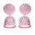 Pink & silver-Toned Dome Shaped Jhumkas