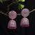 Pink & silver-Toned Dome Shaped Jhumkas