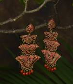 PINK & GOLDEN-toned Heart shaped Chandbalis