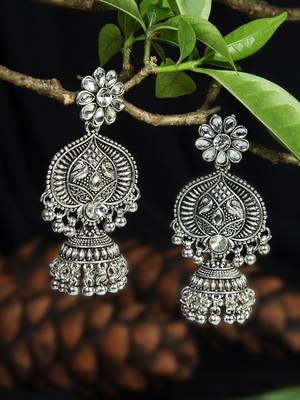 Silver Teardrop Shaped chandbalis 3