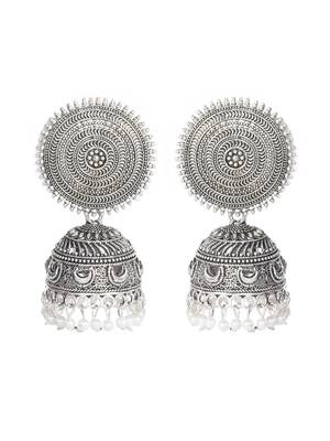 Silver-toned Dome Shaped Jhumkas 2