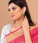 Gold plated & Pink  Oval Shaped Drop Earrings,secured with  post and back closure.