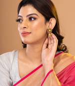 Golden & Multicoloured dome shaped jhumkas,Secured with a post and back closure