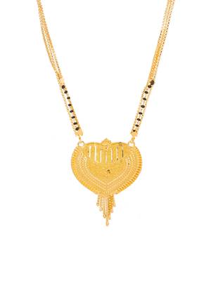 Gold-Plated Black Beaded Long Chain Mangalsutra 2