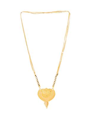 Gold-Plated Black Beaded Long Chain Mangalsutra 3