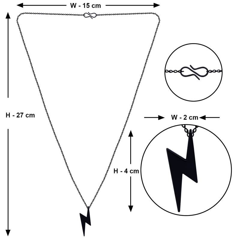 Chain Pendant Lightning Bolt Necklace for Men and Women Silver Shine