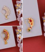 Traditional Maharashtrian Nath Nose Ring Pack of 3 for Women and Girls
