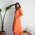 Orange muslin Shirt paired with Purple embroidered pants