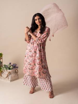 cotton pink Kurta Sets 2