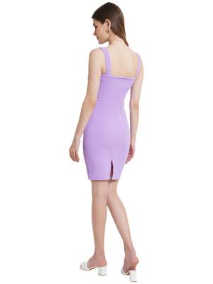 Popwings Women Lavender Knee Length Bodycon Strap Dress 3