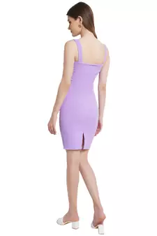 Popwings Women Lavender Knee Length Bodycon Strap Dress