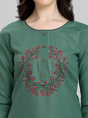 Green embroidered cotton salwar 4