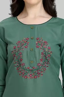 Green embroidered cotton salwar