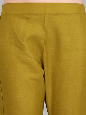Mustard embroidered cotton Kurta Pant With Dupatta 5