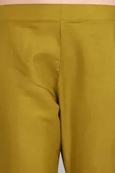Mustard embroidered cotton Kurta Pant With Dupatta
