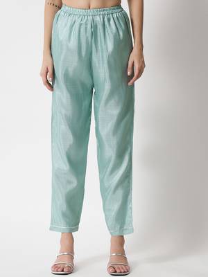 Sea-green embroidered cotton silk Kurta Pant With Dupatta 4