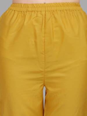 Yellow embroidered cotton silk Kurta Pant With Dupatta 4