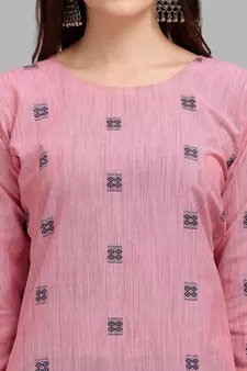 Pink jacquard cotton Kurta Pant With Dupatta