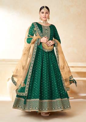 Green embroidered taffeta salwar 1
