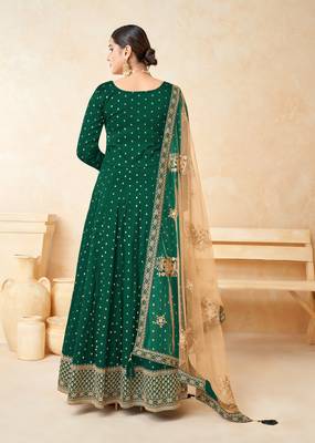 Green embroidered taffeta salwar 3