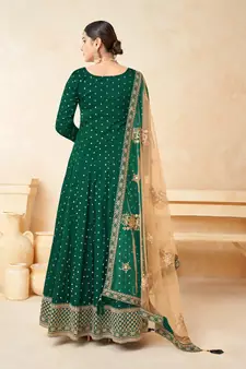 Green embroidered taffeta salwar